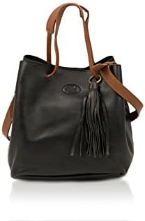Rowallan Real Leather Small Duffle Bucket Bag in Black