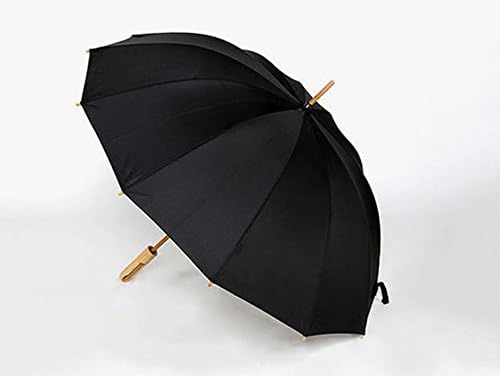 anaan Stick Umbrella, Windproof &amp; Waterproof with Bamboo handle modern Design φ110cm (Black)