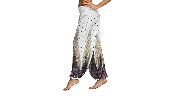Zeagro Damen Haremshose Elastischer Bund Hohe Taille Hippie Hose Fur Lassige Yoga Sommer Strand Amazon De Kuche Haushalt