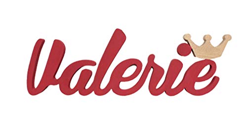 Wooden name signs with golden crown for Girls, Personalised Birthday Princess party sign, Valerie, Christening, Door Signage, Mia Studio,Contact the seller via Amazon message to provide the requested name and colour