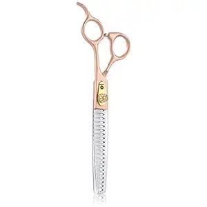 Dream Reach 7 Inches Professional Pet Grooming Scissors, 440C Japanese Steel Straight & Curved & Thinning & Chunker Shears/Scissors for Dog Cat and More Pets (7 inch-Chunker Scissors)