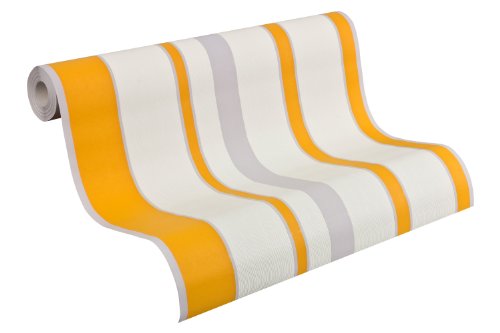 Schöner Wohnen Vliestapete New Simplicity, Streifentapete, grau, orange, weiß, 947222