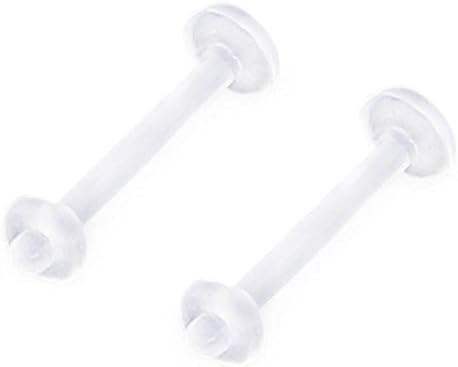 Pack of 2 Clear Flexible Lip Piercing Labret Retainers 16 Gauge (1.2mm x 10mm)