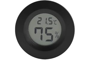 GAROSA Mini termometr Okrągły kształt Temperatura Cyfrowy monitor LCD Wewnętrzny okrągły miernik temperatury wilgotności do humidorów Domowa szklarnia Babyroom Inkubator gadów (czarny)