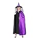Produktbild Funpa Halloween Umhang, Damen Schwarzer Umhang Halloween Mäntel Fasching Kostüm Cosplay Kostüm Dekoration mit Hexenhut Lila