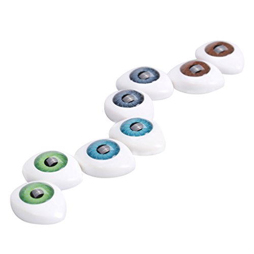 4 Farbe 8 Stück Oval Hohlkreuz Plastikaugen Puppenaugen für Puppen Maske DIY 10mm - 7