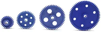 Electronic spices COMBO OF Blue Gear Plastic Wheel in For DC Motor DIY Model Toys 61 TOOTH + 50 TOOTH + 36 TOOTH +26 TOOTH PAIR OF 4