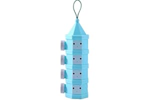 Pure Vie Apilable Lado Abierto Dispensador de Leche en Polvo, Fórmula Portátil Dispensador de Polvo Contenedor Caja de Ollas Essentials de Viaje Bebé de 4 Capas -Diseño de Tapa Espiral (Azul) #002