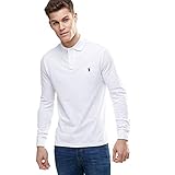 polo manga larga hombre algodon  Ralph Lauren Polo de Manga Larga Small Pony Custom Fit (L, Blanco)