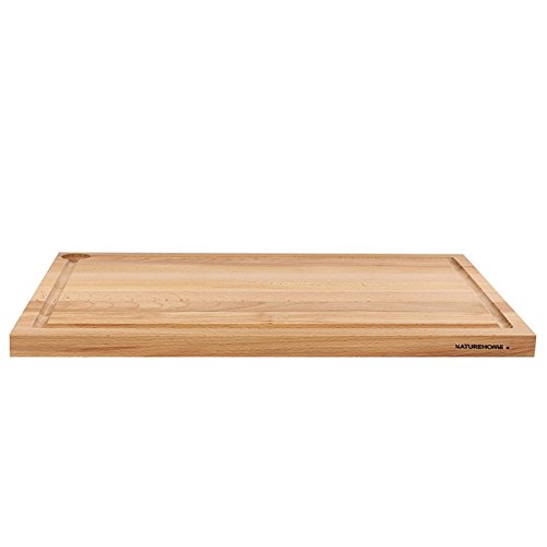 NATUREHOME Schneidebrett mit umlaufender Saftrille 58 x 36 cm Buchen-Holz Tranchierbrett Küchenbrett - 3