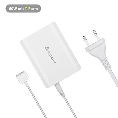 Salcar 60W Slim Ladegerät Netzteil f. Apple Mag Safe 2 mit T Form, Mac Book Pro Charger Magnetisch ersetzt A1398 A1425 A1435 A1466 A1502 passt Modelle z.B. MD212ZP/A MD213ZP/A MD565CH/A ME662CH/A ME662ZP/A ME866CH/A ME864 ME865 MB985 Plus Extra 2 X USB 5V 1A 2A f. Smart Handys, IPAD, Iphone (Weiß) - 3