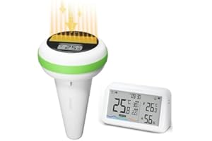 Inkbird Thermomètre Piscine sans Fil Solaire IP68 Étanche avec Moniteur de Température et d'Humidité pour Spa,Aquarium,Étang