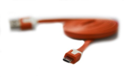 COM-FOUR® Ladekabel USB auf micro USB Stecker für Ihr Smartphone Flachkabel 2 Meter (Orange – 2 Stück) - 4