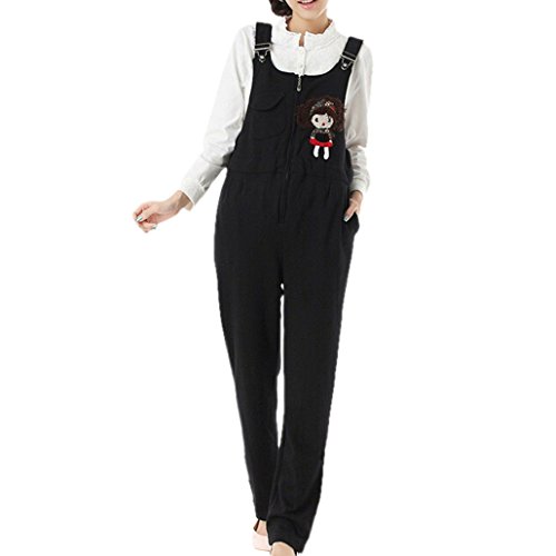 DEHANG Cotton Maternity Bib Pants Trousers With Adjustable Strap Size XL - Black
