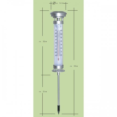 Solar Gartenthermometer beleuchtet Außenthermometer Solarlampe Solarthermometer - 3