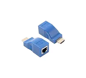 LANH HDMI to RJ45 Extender Adapter (Receiver & Transmitter) by Cat-5e/6 Cable, Transmission Distance: 30m (Blue)