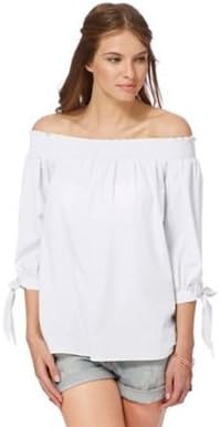 Red Herring Womens White Shirred Bardot Top