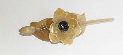 Handmade Hair Pin Barette Made From Water Buffalo Horn In A Trendy Flower Design ( Vietnamese tribal hair barette)