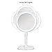 KEDSUM 18.6cm Rechargeable 5X Magnification Round Swivel Table Top Illuminated Makeup Mirror -Ajustable and Dual Sided Mirror with Soft LED Light for Bathroom, Vanity,Cosmetics,White