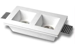 PIANETA LED PFGESSGQDTL-2009V Support de spot double en résine de plâtre rectangulaire à encastrer pour spots GU10 et GU5.3