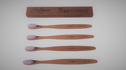 The ECO-TOOTHBRUSH Medium Bristle (Four Toothbrushes) - Natural Bamboo Adult Toothbrush - Eco-Friendly Dental Care For Kids - Recyclable, 100% Biodegradable and Environmentally Safe Toothbrushes - Complete Teeth Care For The Whole Family - pack 4