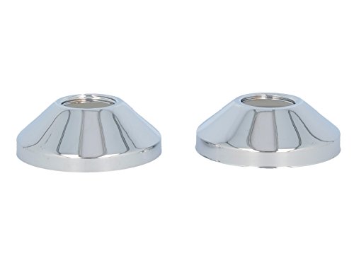 tecuro Universal – Ø 85 mm Gewinderosetten (2 Stück) in konischer Bauform für Wandarmaturen, messing verchromt - 2