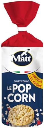 Matt, Pop Corn Bio, Gallette di Mais Integrale, Snack Croccante e Gustoso Ideale in Qualsiasi Momento della Giornata, Gallette Senza Lievito e Senza Glutine, Ricche di Fibre, Confezione da 100g