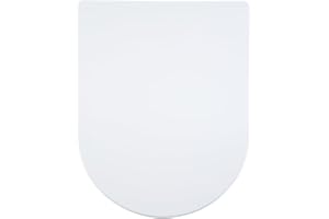 AQUALONA® Premium D Shape Thermoplastic Toilet Seat - Soft Close - Hard-Wearing - Quick Hinge Release - Click, Lift & Clean Technology - Top and Bottom Fittings Included (White D Shape)