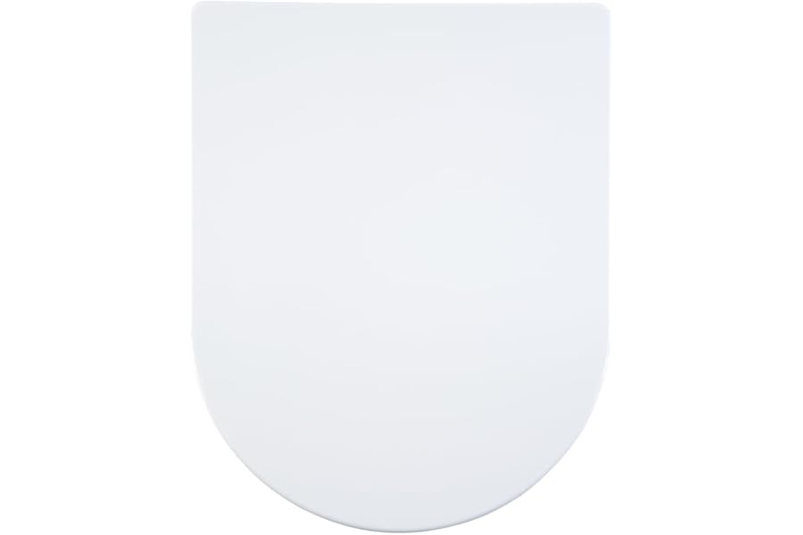 AQUALONA® Premium Thermoplastic Toilet Seat Soft Close Hardwearing Seat with Two Button Hinge Release D Shaped Easy to Clean Simple Installation Top and Bottom Fittings (White - D Shape)
