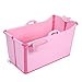 Produktbild KANGSHENG Faltende Badewanne, Lange Badewanne, Plastikbadewanne Bequemes linkes und rechtes Falten ohne Klammern und sperrige Klammern (Farbe : Rosa, größe : Bathtub)