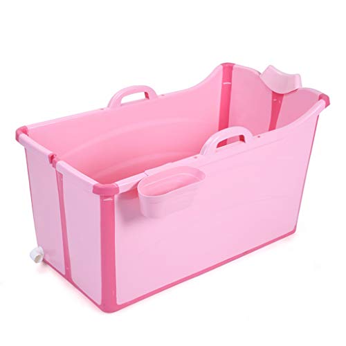 Preisvergleich Produktbild KANGSHENG Faltende Badewanne, Lange Badewanne, Plastikbadewanne Bequemes linkes und rechtes Falten ohne Klammern und sperrige Klammern (Farbe : Rosa, größe : Bathtub)