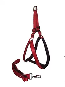 Pups&PetsNylon Adjustable Dog Harness with Leash Padding, Large Size Harness Soft Padded Nylon (Red, XL, 1.25 Inch)