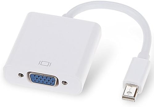Mini DisplayPort( DP) to VGA, HaoDe Nickel Plated Mini DisplayPort (Thunderbolt Port Compatible) Mini DP to VGA Male to Female Adapter(White/Black)White