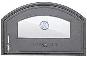 SELLON24 Puerta de horno 700 x 460, hierro fundido, puerta para horno de pizza, puerta a la derecha, con termómetro
