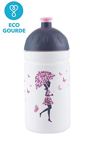 La Gourde écologique sans BPA sans PHTALATES Incassable Durable et Sympa 0,5L (La Fille aux parapluies)