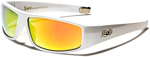 New Locs Rectangle Slim Style - Solid Black or White Frame Mirrored or Dark Lenses - SDK SUNGLASSES - 100% UV400 UVA UVB Protection - Men Women Unisex - Solid Bulky Rap Gangsta Stylish Sleek Shades (WHITE/ORANGE MIRROR LENS)