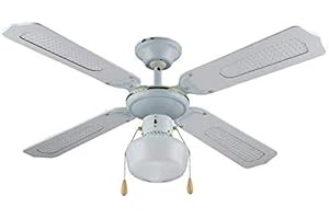 VINC0 Agitatore/Ventilatore da soffitto in legno laccato bianco 1 lampada