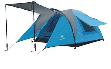 3-4 persons Tent Double Fold Tent One Room Camping Tent 2000-3000 mm Fiberglass Oxford Waterproof Portable-Hiking Camping , blue