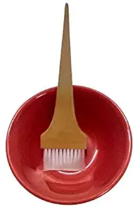 Beauty Tool (Medium) Size Bleach Bowl & Brush for Salon and Parlor Use, Multicolor, Pack of 1 Set (2 Items in The Set)