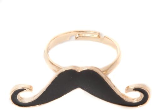 Black Enamel Moustache Ring