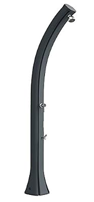 Arkema Design Douche solaire ARKEMA Happy XL Douche extérieure en Polyéthylène HD Douche courbée avec Mitigeur Eau Froide-Eau Chaude et Rince Pieds Réservoir 44 litres Hauteur 220 cm Douche chauffge solaire Made in Italy ARKEMA H420 7016 Couleur Anth…