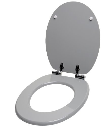 WC Sitz mit Absenkautomatik, viele einfarbige WC Sitze zur Auswahl, hochwertige und stabile Qualität aus Holz (Grau) - 4