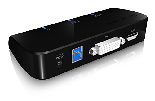 Icy Box IB-DK402 USB 3.0 Dockingstation mit HDMI- und DVI-Anschluss (Auflösung bis 2048x1152 60 Hz) schwarz