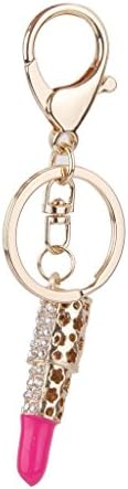 PriMI 1pc Rhinestone Lipstick Charm Pendant Keyring Keychain with Lobster Clasp