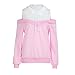 Produktbild Manadlian Mode Frau Damen Schulterfrei Langarm Hoodie Sweatshirt Kapuzenpullover Tops Bluse T-Shirts in 4 Farben Lange Ärmel Bluse (L, Rosa)