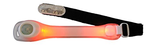 Pulsera luminosa running - brazalete deportivo led reflectante rojo - para mujer y para hombre - pulseras inteligentes color blanco y luz roja de seguridad - 2 posiciones: luz fija y efecto flash - incluye 2 pilas