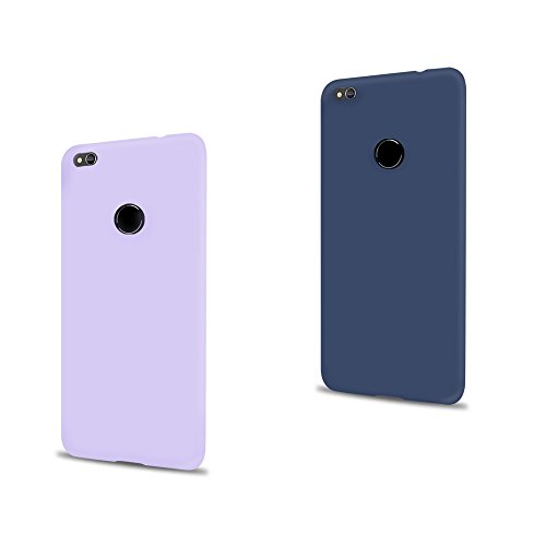 2x Funda Huawei P8 Lite 2017 E-Lush Huawei P8 Lite 2017 Carcasa TPU Silicona Fundas  5 2 Pulgadas  Soft Case Cover Suave y Gel Protectora Caso Ultra Delgado Case Flexible Caja Anti Rasgu  os Anti Choque Carcasa Opaco Cubierta - P  rpura   Azul marino