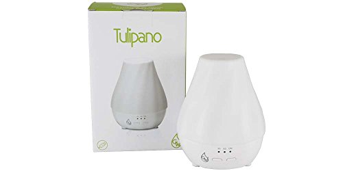 TULIPANO, Diffusore di Aromi ed Oli Essenziali ad Ultrasuoni [90ml], per Aromaterapia e Cromoterapia [Colori Luci LED], Timer, Durata 3h, Autospegnimento, Soggiorno, Camera da Letto, Uffici, Relax