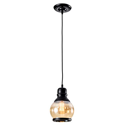 Preisvergleich Produktbild Industrial Glas Pendelleuchte Schwarz Esszimmer Hängeleuchte Innen Wohnzimmer Antik Pendellampe Retro Höhenverstellbar für Lanhaus, Loft, Dachboden, Restaurant, Café, Wohnzimmer und Studie (Oval)