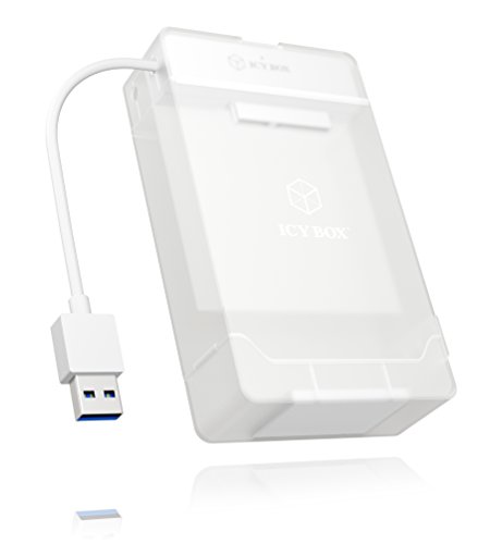 Icy Box IB-AC7032-U3 USB 3.0 Adapter für 2,5 Zoll SATA Festplatten und SSDs inkl. Doppel-Schutzbox, SATA III, UASP, weiß